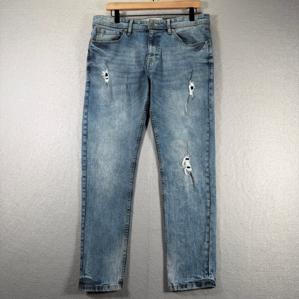 Jeanius Akadamiks Mens‎ Distressed Denim Jeans Size 32x30 Relaxed Fit Casual